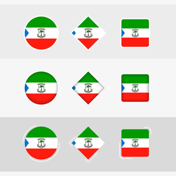 Ekvatorialguineas Flaggikoner Inställda Ekvatorialguineas Vektorflagga — Stock vektor