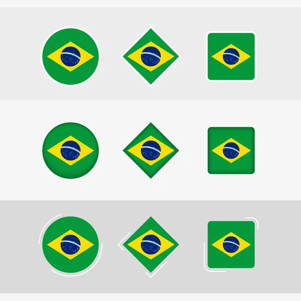 Conjunto Iconos Bandera Brasil Vector Bandera Brasil — Vector de stock