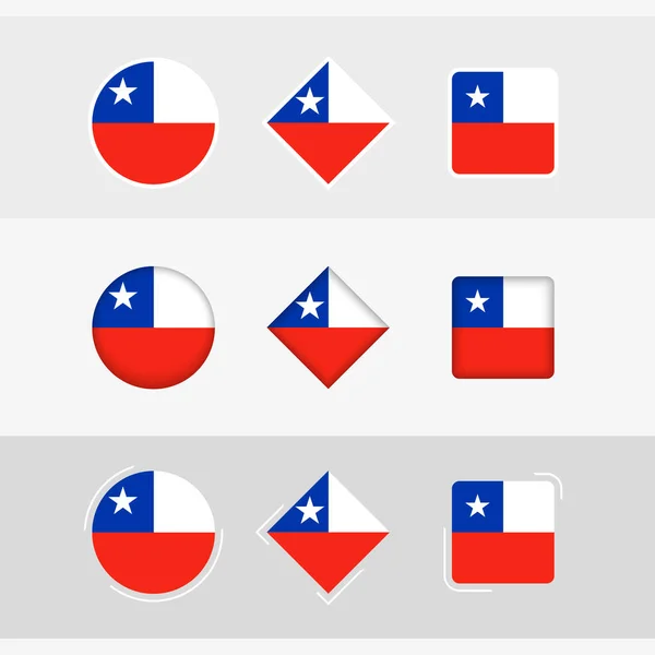 Ikony Vlajky Chile Nastaveny Vektorová Vlajka Chile — Stockový vektor