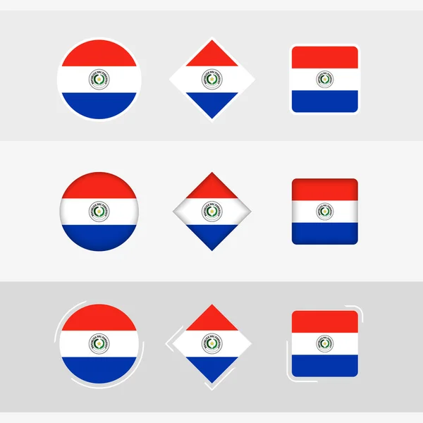 Ikony Paraguayského Vlajky Nastaveny Vektorová Vlajka Paraguaye — Stockový vektor