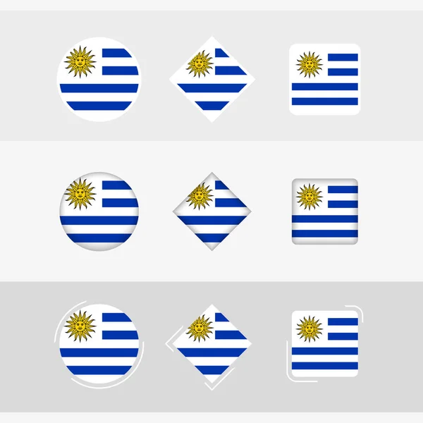 Juego Iconos Bandera Uruguay Bandera Vectorial Uruguay — Archivo Imágenes Vectoriales