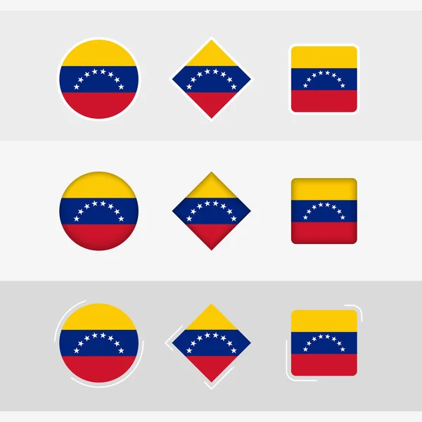 Conjunto Iconos Bandera Venezuela Vector Bandera Venezuela — Archivo Imágenes Vectoriales