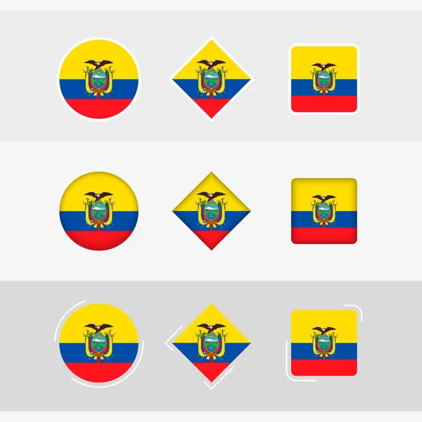 Ecuador Flag Icons Set Vector Flag Ecuador — Stock Vector