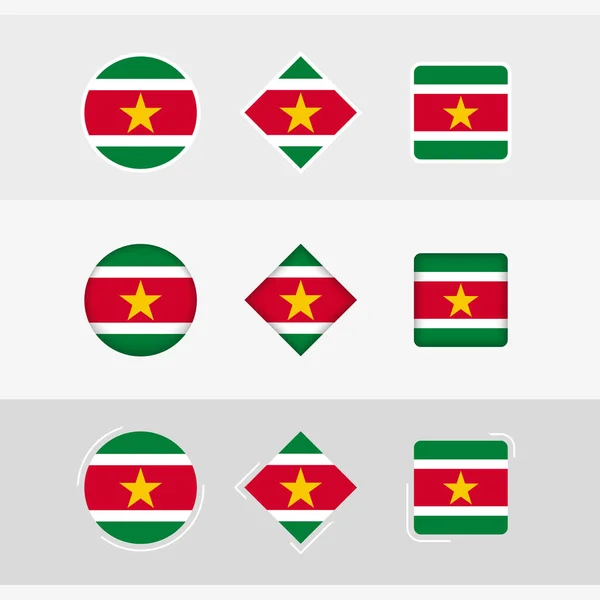 Suriname Flag Icons Set Vector Flag Suriname — Stock Vector