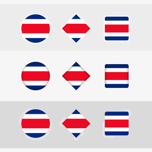 Costa Rica Flaggensymbole Gesetzt Vektorfahne Von Costa Rica — Stockvektor