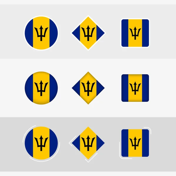 Symbolset Für Die Flagge Von Barbados Vektorfahne Von Barbados — Stockvektor