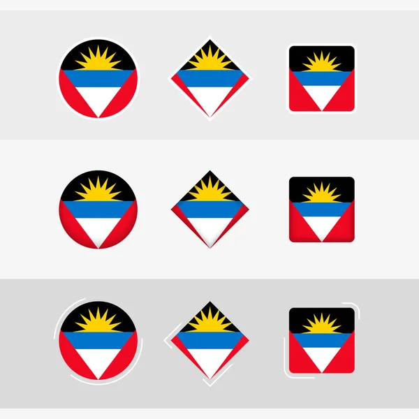 Antigua Und Barbuda Flaggensymbole Gesetzt Vektorfahne Von Antigua Und Barbuda — Stockvektor