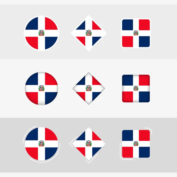 Dominikánská Republika Ikony Nastaveny Vektorová Vlajka Dominikánské Republiky — Stockový vektor
