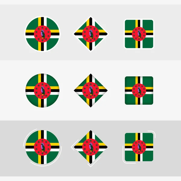 Dominica Flagge Symbole Gesetzt Vektor Flagge Von Dominica — Stockvektor