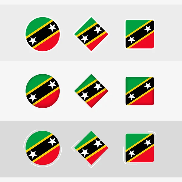 Set Icone Della Bandiera Saint Kitts Nevis Bandiera Vettoriale Saint — Vettoriale Stock