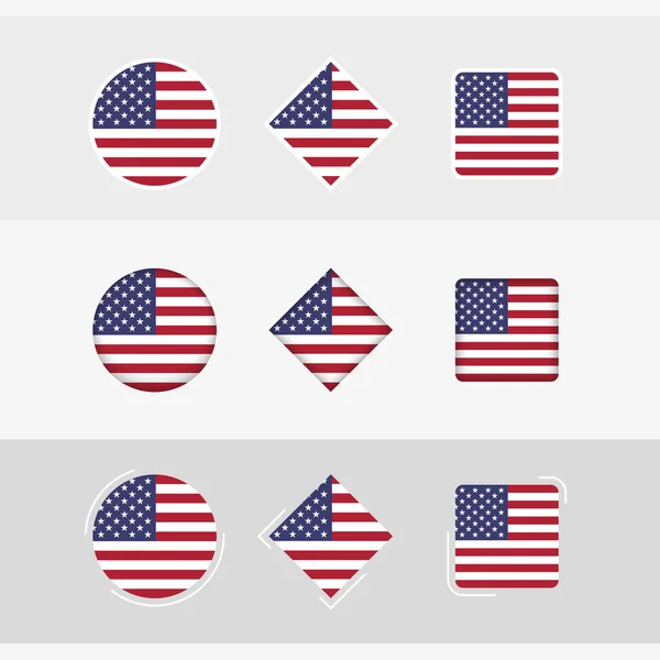 Conjunto Ícones Bandeira Dos Eua Bandeira Vetorial Dos Eua —  Vetores de Stock