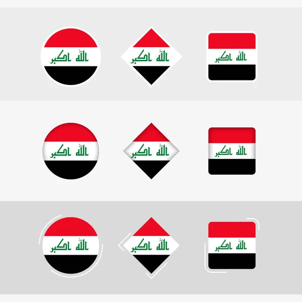 Set Iconos Bandera Irak Vector Bandera Iraq — Vector de stock