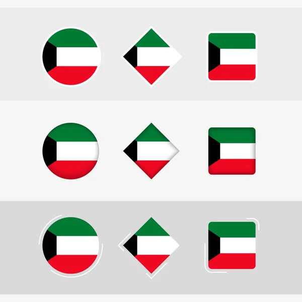 Ikony Příznaku Kuvajtu Nastaveny Vektorová Vlajka Kuvajtu — Stockový vektor