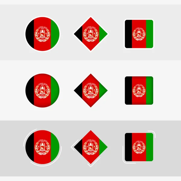Set Iconos Bandera Afganistán Bandera Vectorial Afganistán — Vector de stock