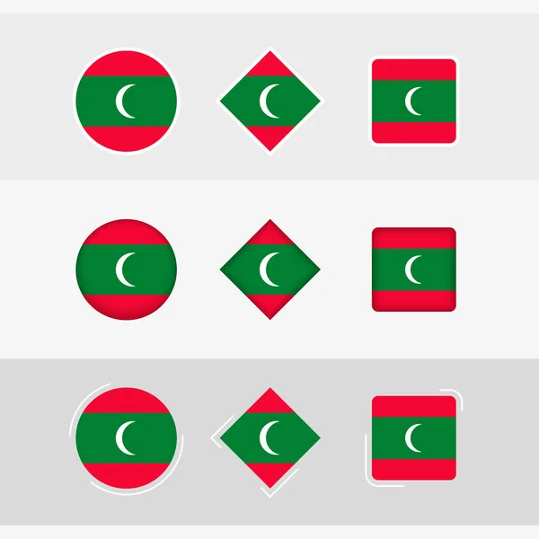 Set Iconos Bandera Maldivas Bandera Vectorial Maldivas — Vector de stock