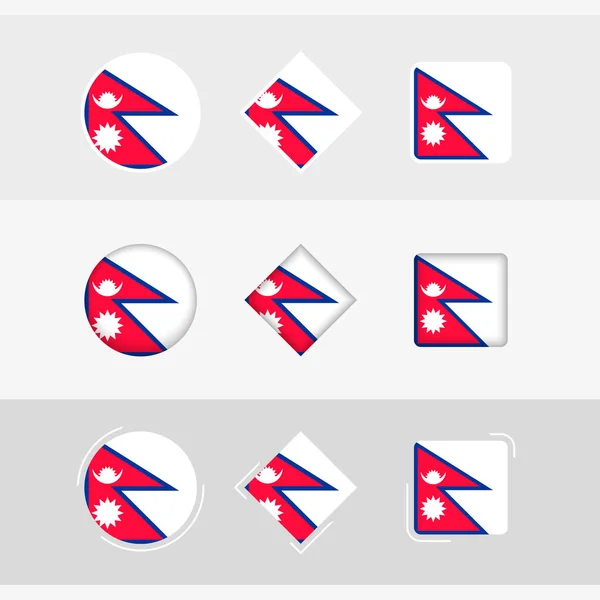 Nepal Vlag Pictogrammen Ingesteld Vector Vlag Van Nepal — Stockvector