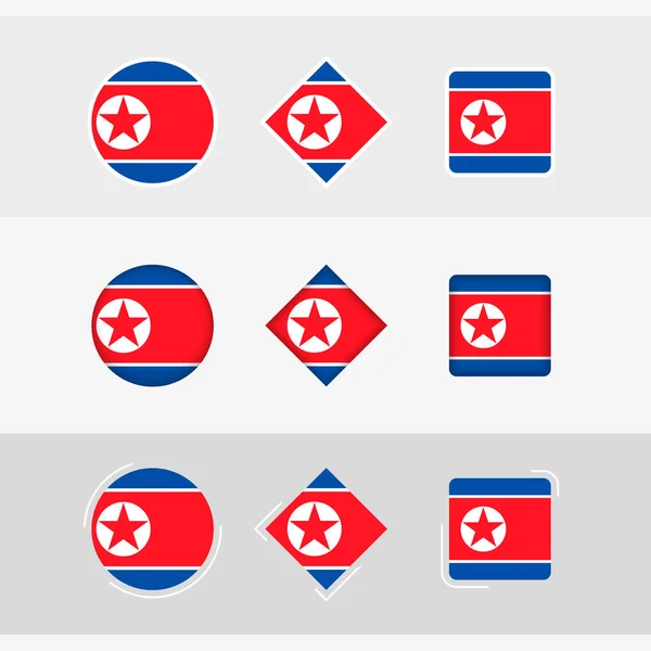 Symbole Der Nordkoreanischen Flagge Gesetzt Vektor Flagge Von Nordkorea — Stockvektor