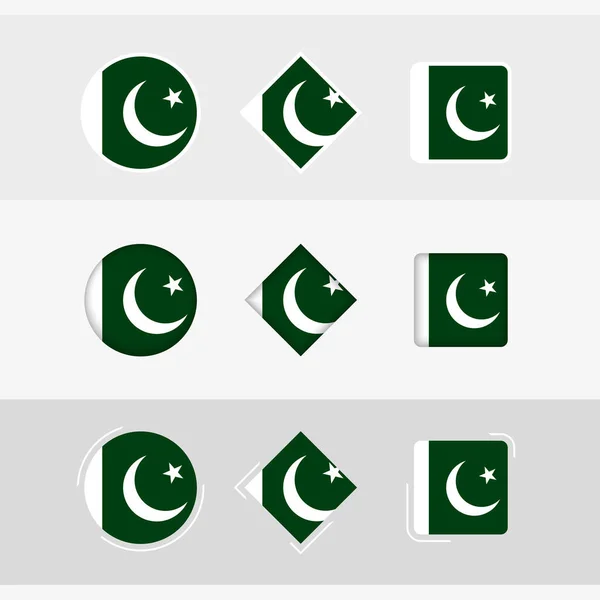 Pakistan Bayrak Simgeleri Belirlendi Pakistan Vektör Bayrağı — Stok Vektör