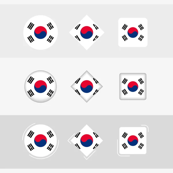 Zestaw Ikon Flagi Korei Południowej Flaga Wektorowa Korei Południowej — Wektor stockowy
