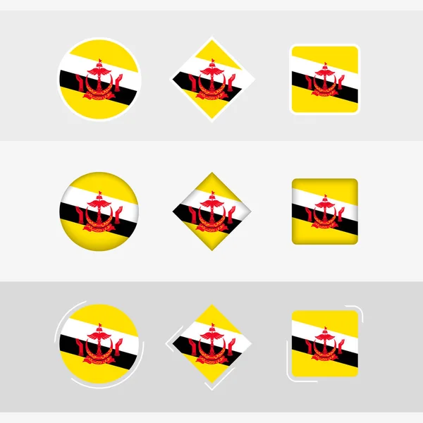 Zestaw Ikon Flagi Brunei Flaga Wektora Brunei — Wektor stockowy