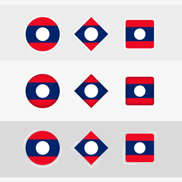 Ensemble Icônes Drapeau Laos Drapeau Vectoriel Laos — Image vectorielle