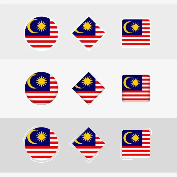 Set Iconos Bandera Malasia Bandera Vectorial Malasia — Archivo Imágenes Vectoriales