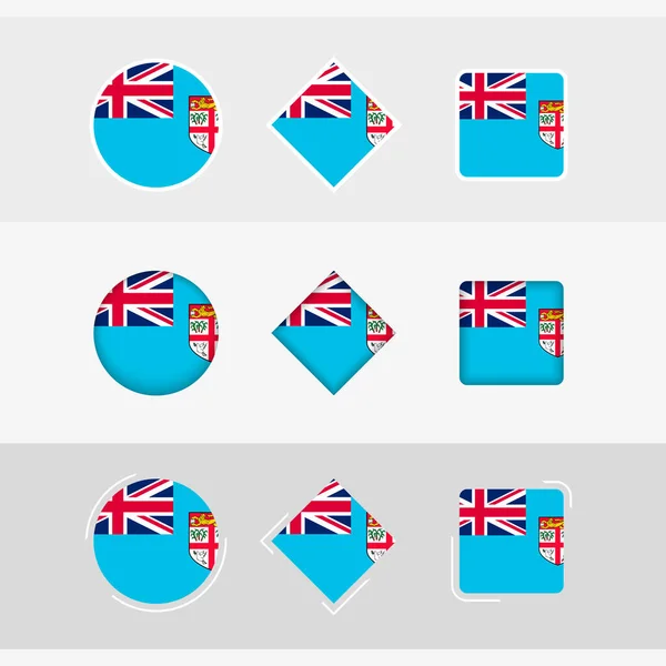 Fiji Flag Icons Set Bandiera Vettoriale Delle Fiji — Vettoriale Stock