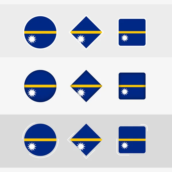 Conjunto Ícones Bandeira Nauru Bandeira Vetorial Nauru — Vetor de Stock