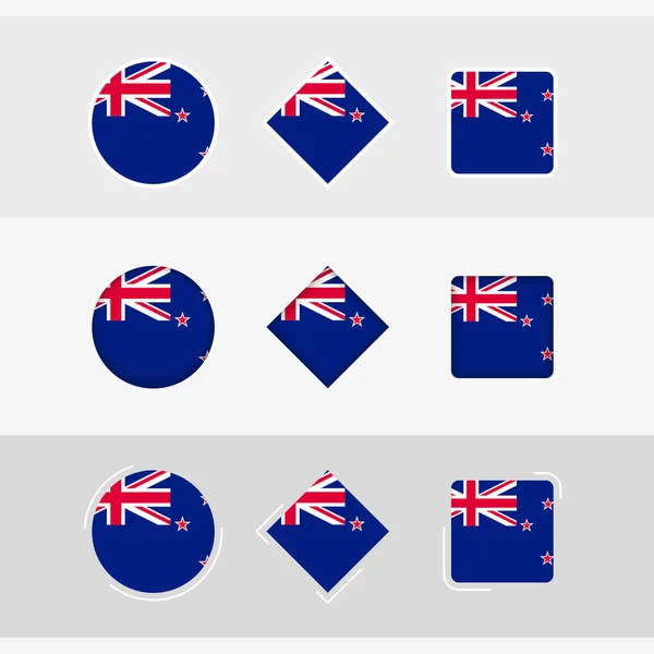 New Zealand Flag Icons Set Vector Flag New Zealand — Stock Vector