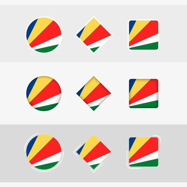 Ikony Seychelské Vlajky Nastaveny Vektorová Vlajka Seychel — Stockový vektor