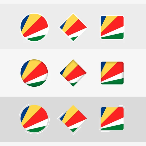 Zestaw Ikon Flagi Seszeli Flaga Wektorowa Seszeli — Wektor stockowy