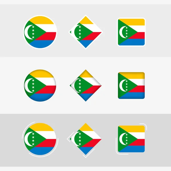 Comoren Vlag Pictogrammen Ingesteld Vectorvlag Van Comoren — Stockvector