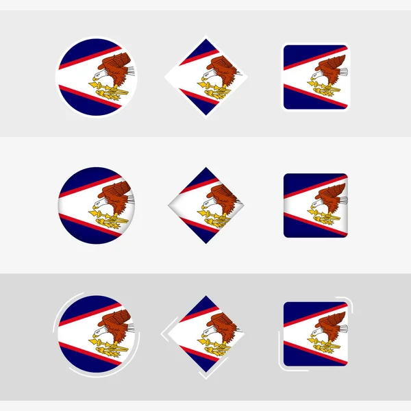 Ensemble Icônes Drapeau Des Samoa Américaines Drapeau Vectoriel Des Samoa — Image vectorielle