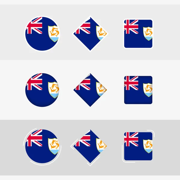 Ikony Vlajky Anguilla Nastaveny Vektorová Vlajka Anguilly — Stockový vektor