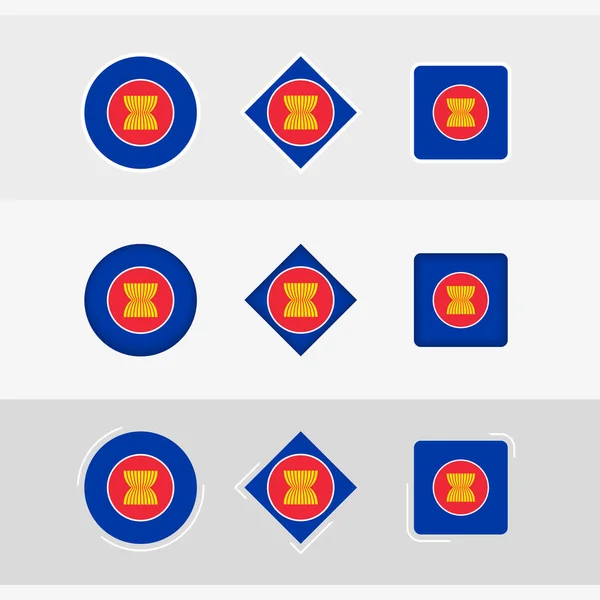 Symbole Der Asean Flagge Gesetzt Vektor Flagge Der Asean — Stockvektor