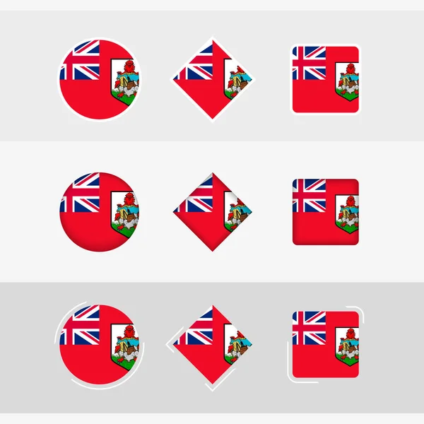 Vlajkové Ikony Bermudy Nastaveny Vektorová Vlajka Bermudy — Stockový vektor