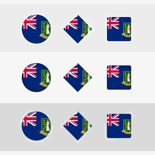 イギリス領バージン諸島の旗のアイコンセット イギリス領バージン諸島のベクトルフラグ — ストックベクタ