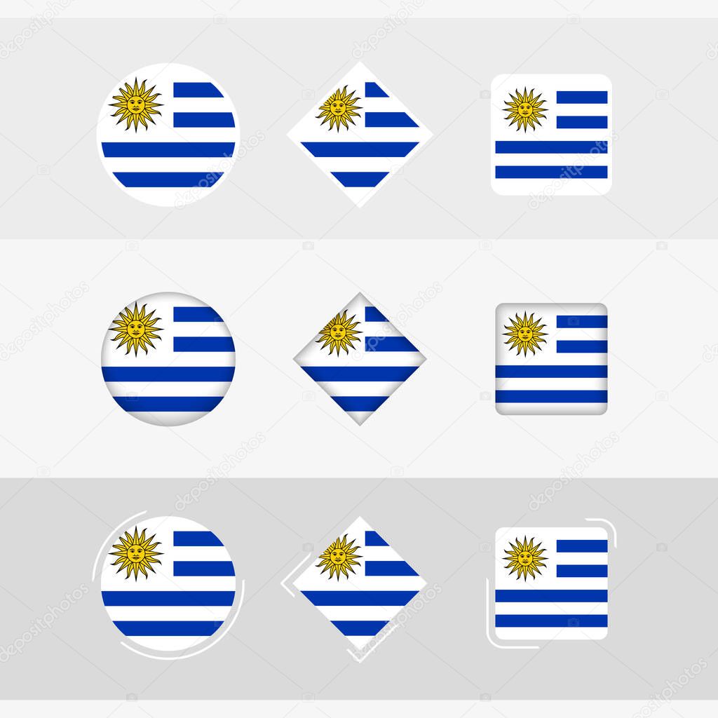 Uruguay flag icons set, vector flag of Uruguay.