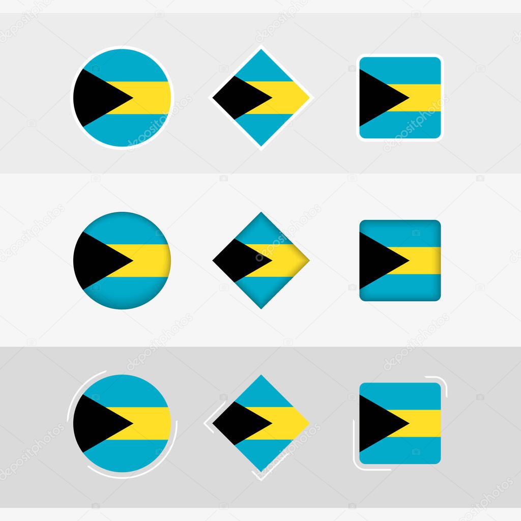 The Bahamas flag icons set, vector flag of The Bahamas.