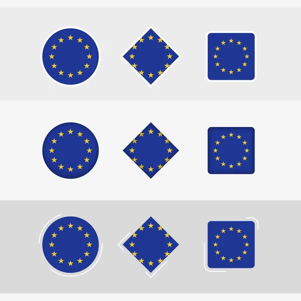 欧洲联盟旗帜图标集 欧洲联盟的矢量旗帜 — 图库矢量图片