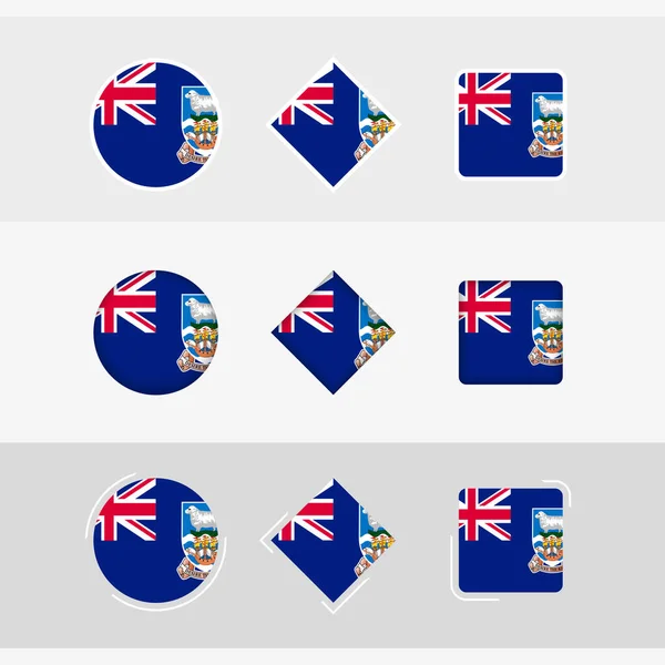 フォークランド諸島の旗のアイコンセット フォークランド諸島のベクトル旗 — ストックベクタ