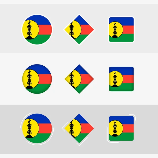 New Caledonia Flag Icons Set Vector Flag New Caledonia — Stock Vector