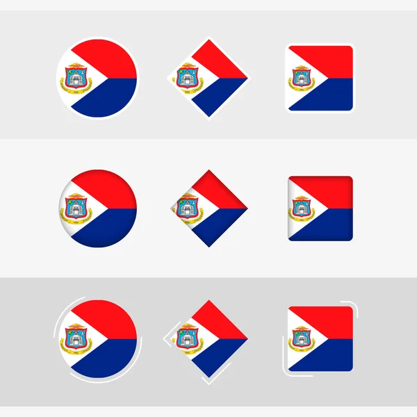 Ikony Vlajky Sint Maarten Nastaveny Vektorová Vlajka Sint Maarten — Stockový vektor