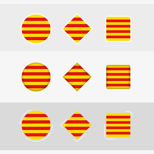 Conjunto Ícones Bandeira Catalunha Bandeira Vetorial Catalunha — Vetor de Stock