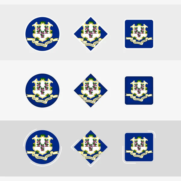 Connecticut Flagge Symbole Gesetzt Vektor Flagge Von Connecticut — Stockvektor