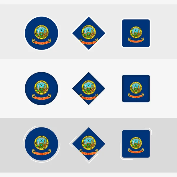 Idaho Flaggensymbole Gesetzt Vektorfahne Von Idaho — Stockvektor