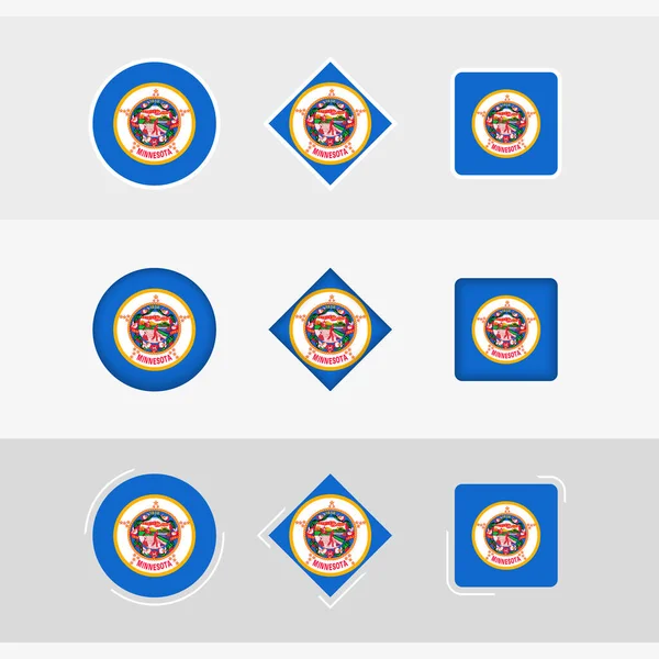 Набор Значков Флага Миннесоты Векторный Флаг Миннесоты — стоковый вектор