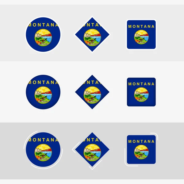 モンタナ州の旗のアイコンセット モンタナ州のベクトルフラグ — ストックベクタ