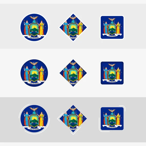 New Yorker Flaggensymbole Gesetzt Vektorfahne Von New York — Stockvektor