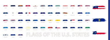 Grunge Soyut Fırça Vuruşu Koleksiyonu. Amerika Birleşik Devletleri. Grunge ABD Bayrak Seti.